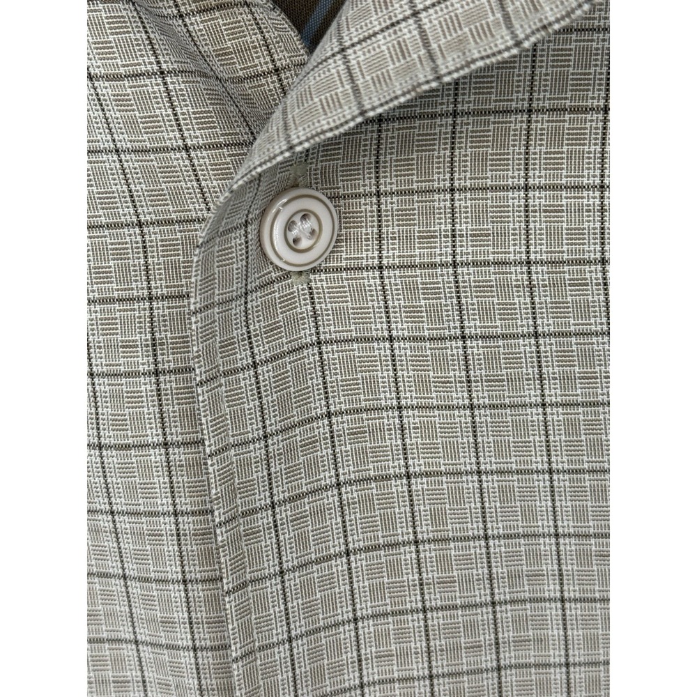 Quiksilver Men's Waterman Tan Micro Windowpane Short Sleeve Button Up Size Med‎ - Picture 3 of 8